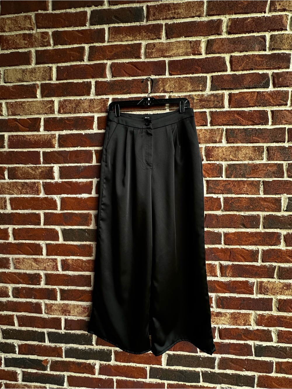 Nasty Gal Black Wide Leg Satin Pants
